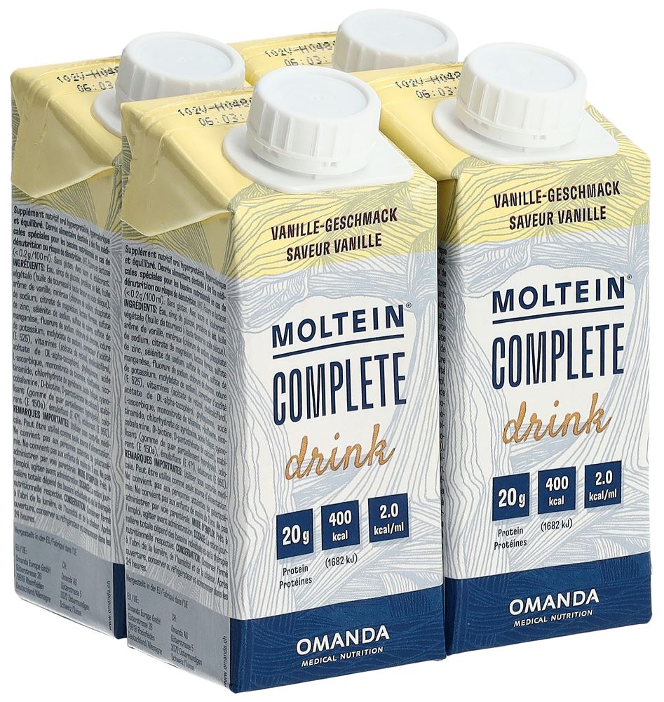 moltein Complete Drink<br>4 × 200 ml, Tetrapack, Emulsion zum Einnehmen, Vanille