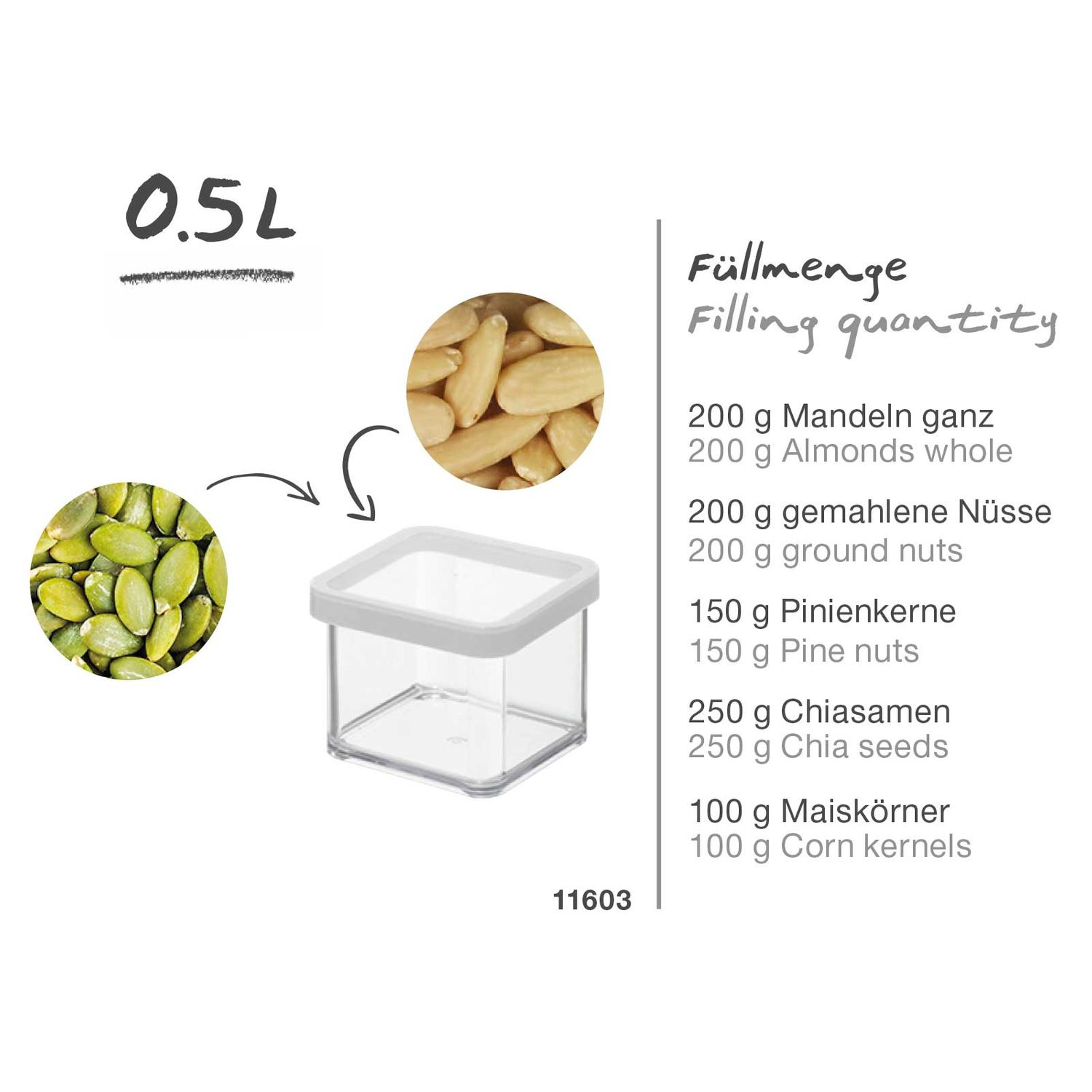 (0.5l) LOFT Premium Dose Vorrats Aufbewahrungs Behälter Frischhalte Box Organizer (1160390000)