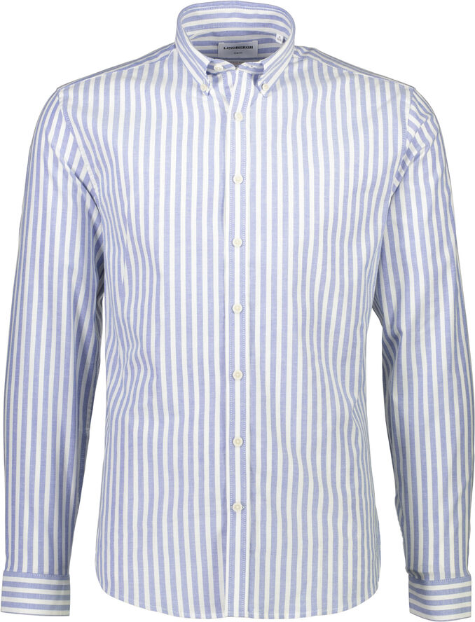 Lindbergh Striped superflex oxford L/S Blå