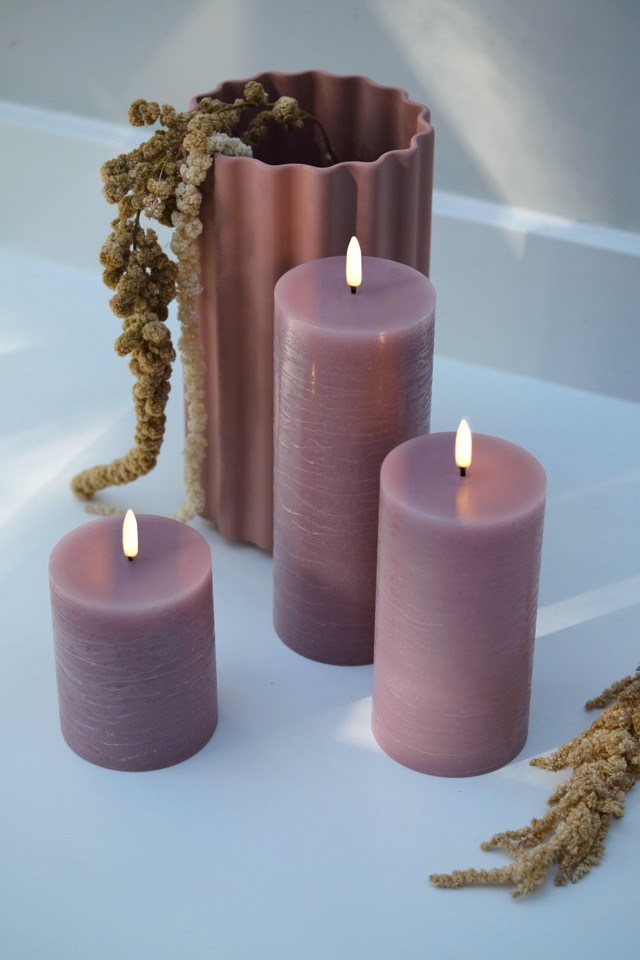 Uyuni - LED blok lys - Light lavender, Rustic - 7,8x20,3 cm