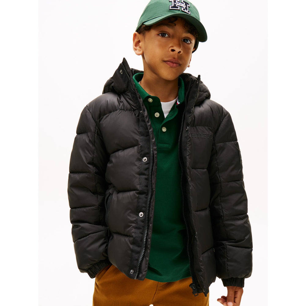 Køb Tommy Hilfiger Black Matt Og Shine Embossed Jakke