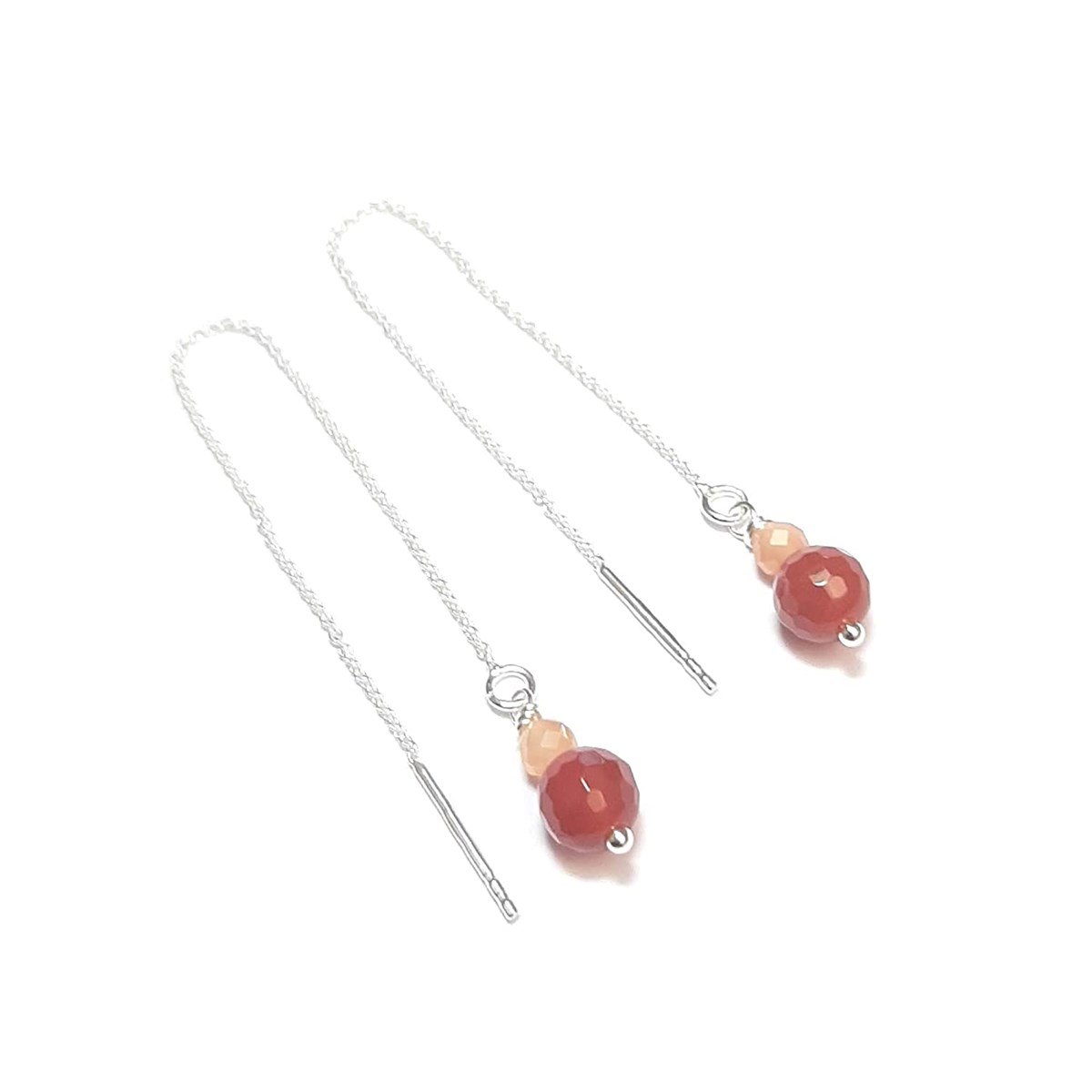 Boucles D'oreilles Cornaline Et Pierre De Lune
