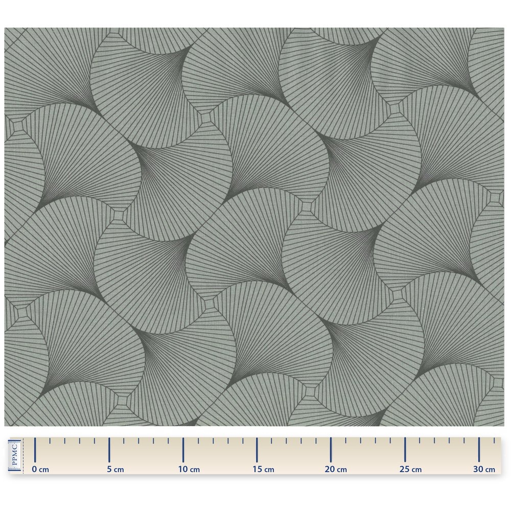 Tissu Coton Au Mètre Ex2259 Eventails Geo Kaki