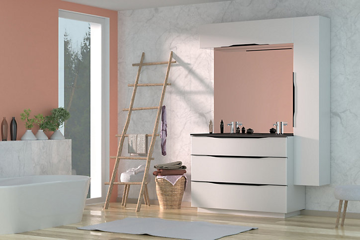Meuble de rangement salle de bains haut Pamili blanc mat 120 cm