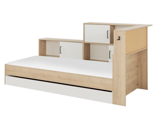 VENTE-UNIQUE - Lit enfant Lit armand avec rangements et tiroir - 90 x 200 cm - coloris...