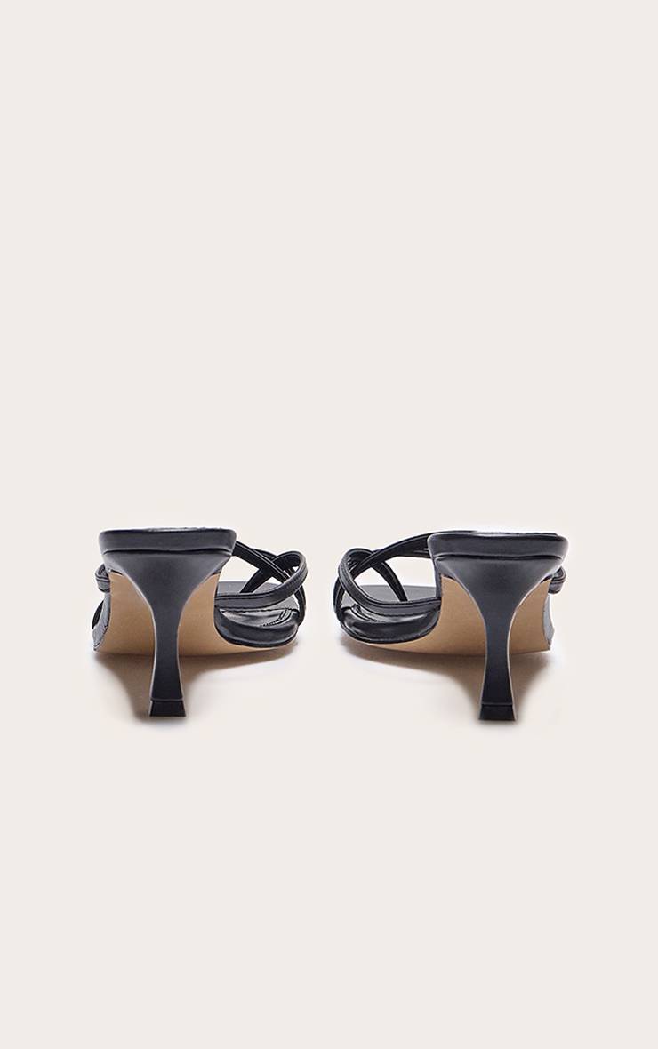 Noir Mules À Talon Mi-haut En Synthétiquecuir Avec Bride Entre-orteils Et Bout Carré