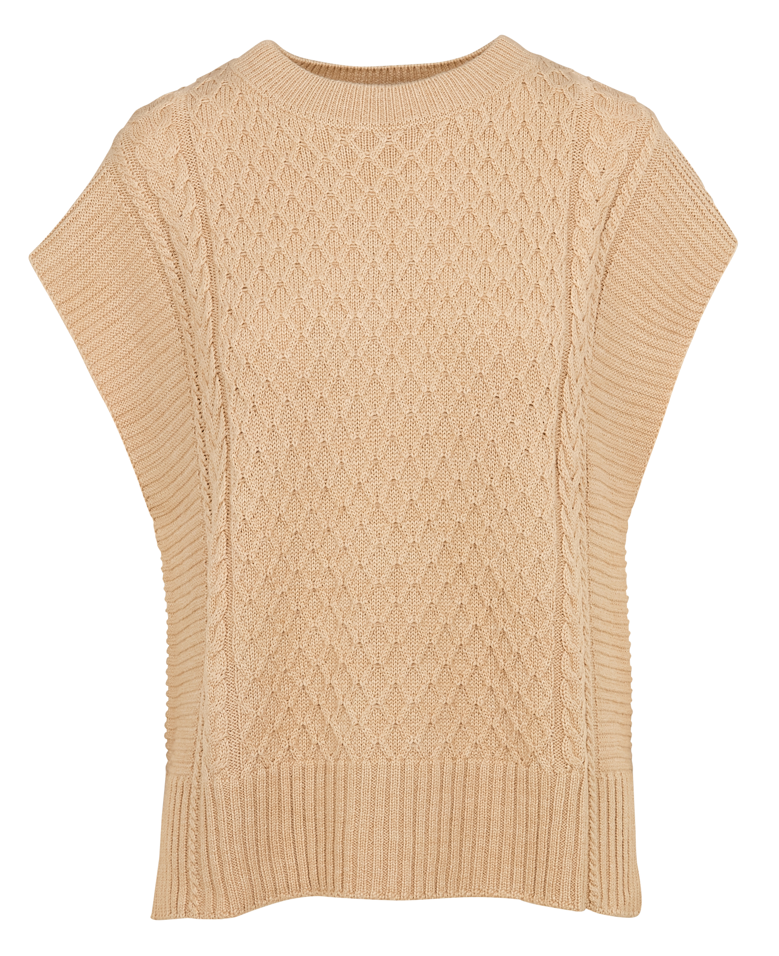 MRUDY - Pull sans manches en maille| Beige