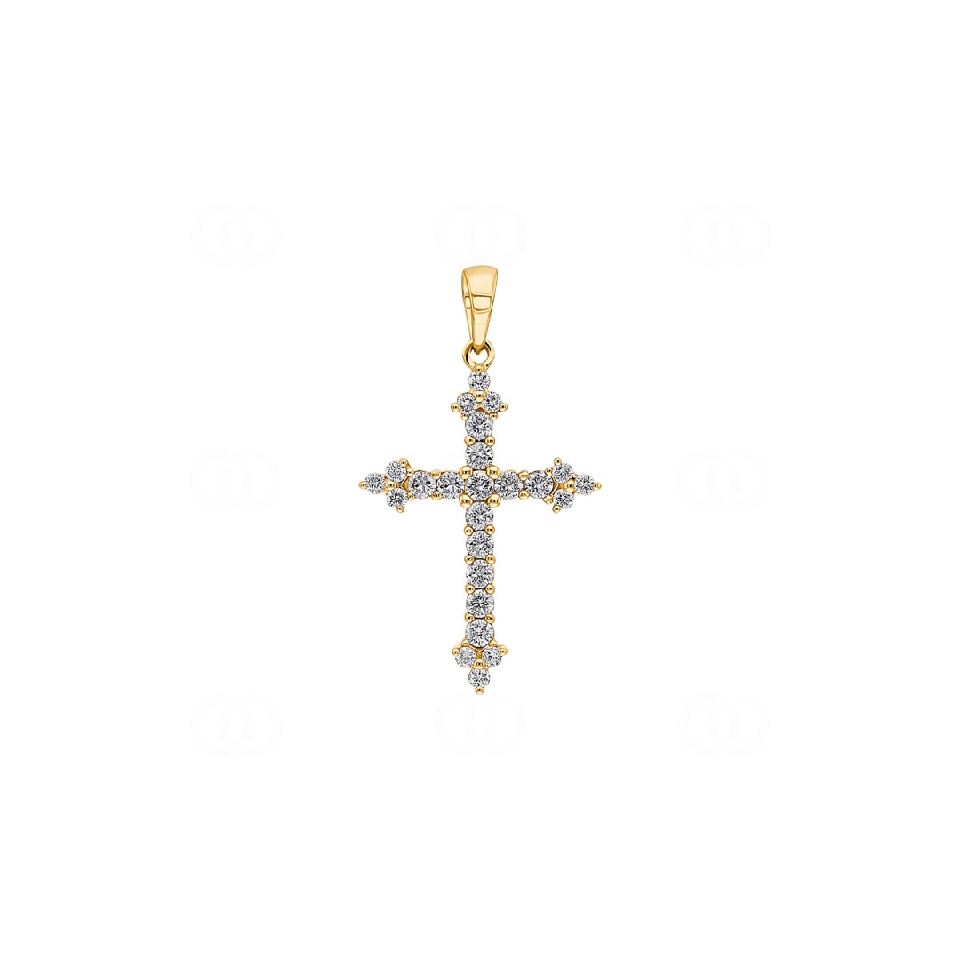 Kreuzanhänger 750/18 K Gelbgold mit Diamanten 0.49 ct H/si