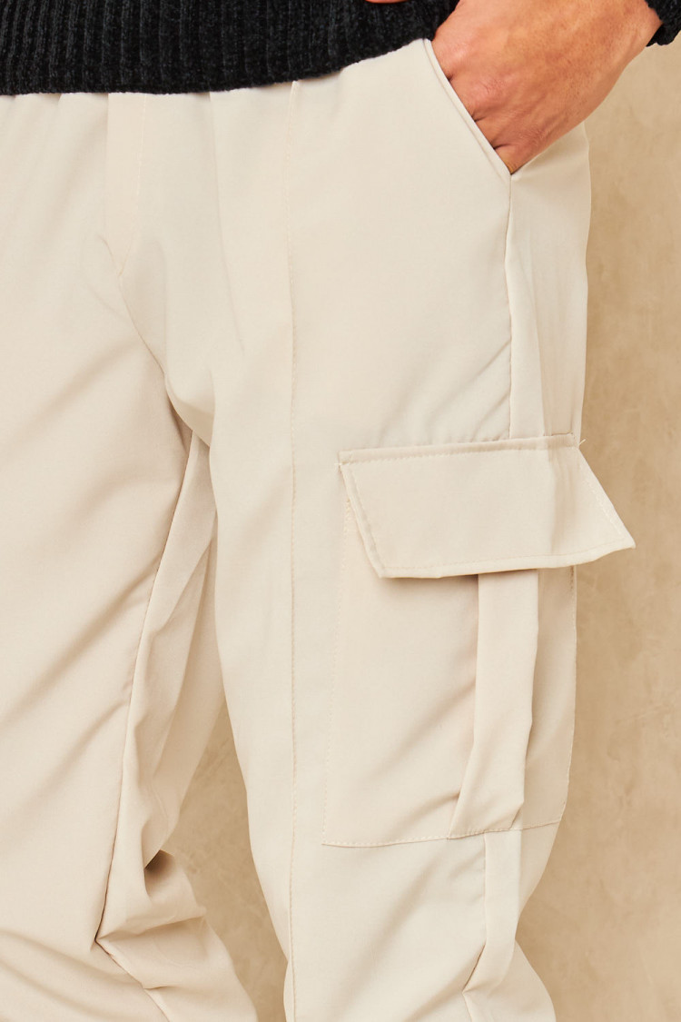 Pantalon de jogging beige clair zippé aux chevilles