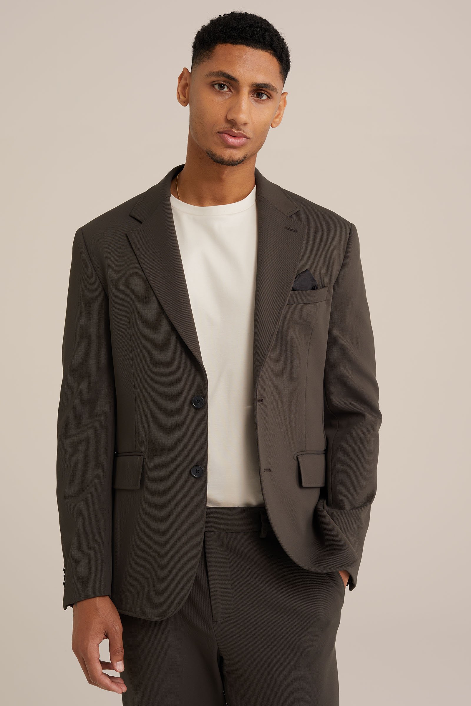 kreukvrij blazer van gebreid nylon Van Gils Donkergroen