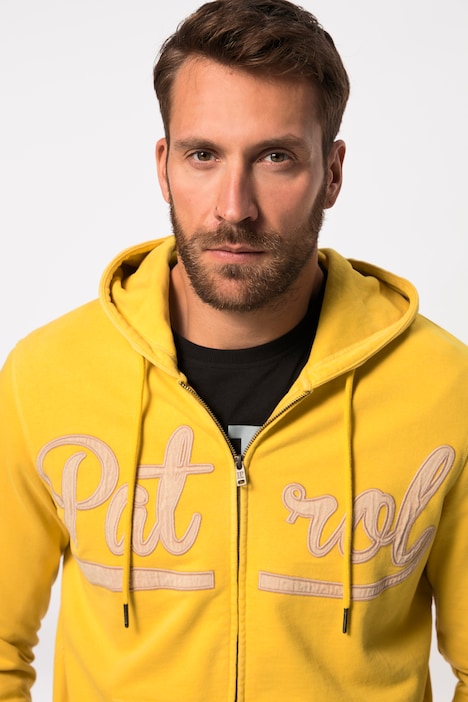 Hoodiejacke, Sweat, Vintage Look, Kapuze, Kängurutasche, Badges