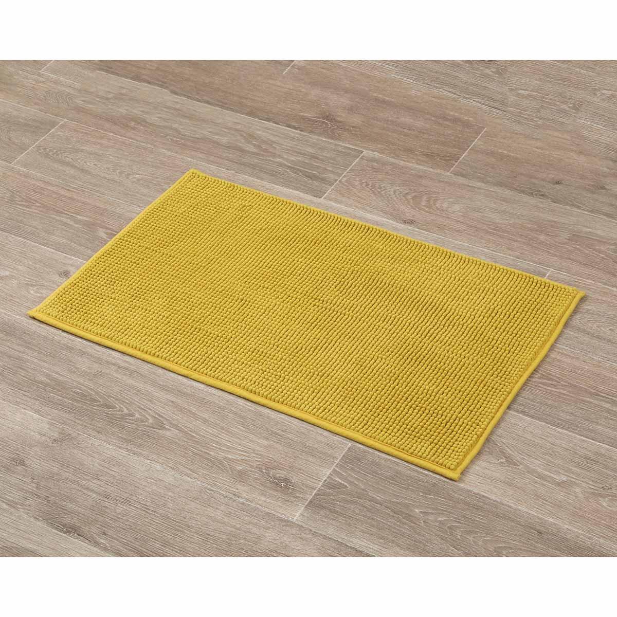 TAPIS MICROFIBRE BOULES UNI 45X75CM MOUTARDE