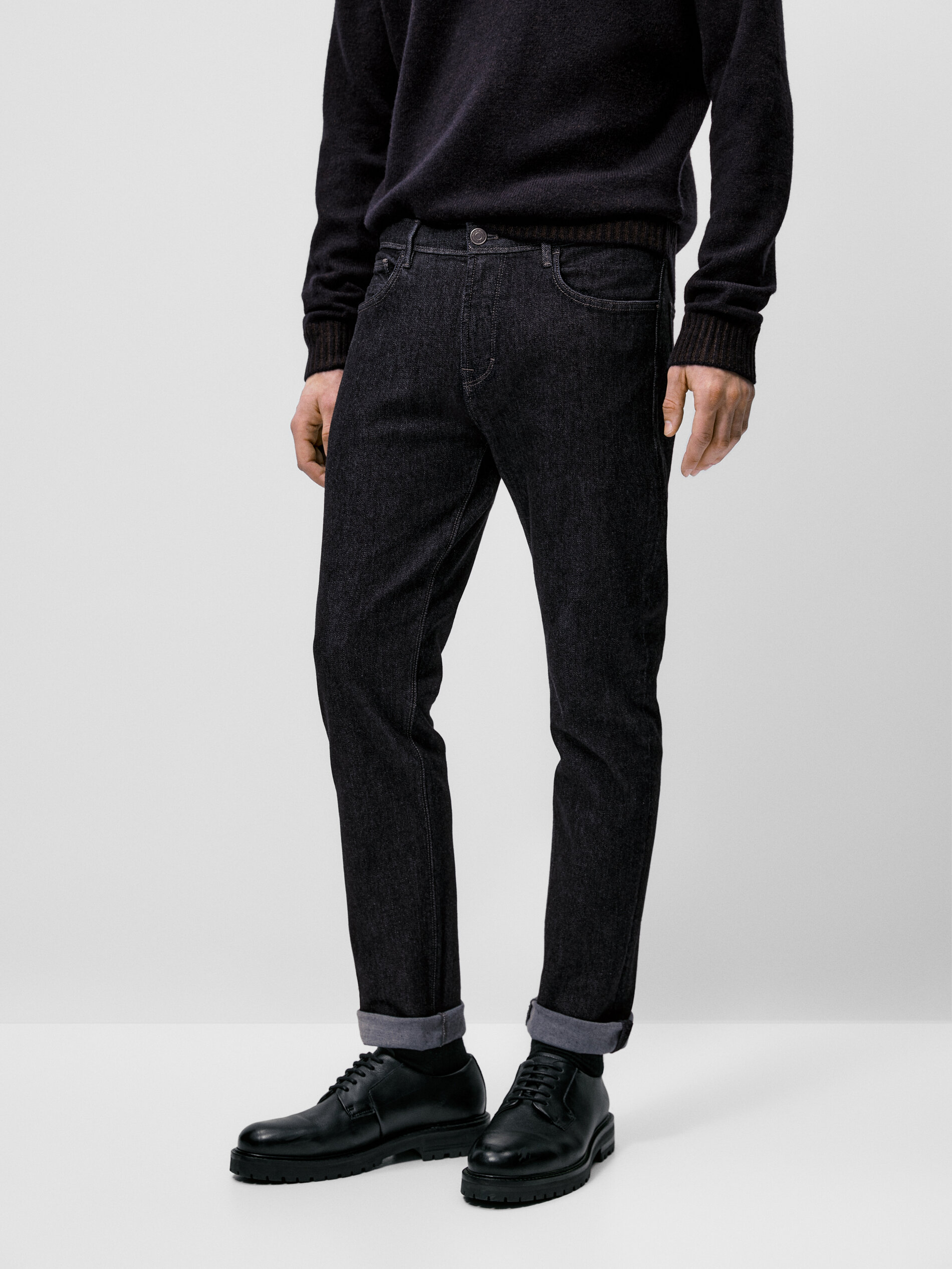 Calça jeans slim fit com zíper aberto - INDIGO