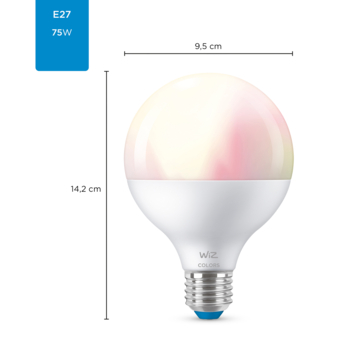 WiZ Connected LED globe E27 75W mat kleur licht dimbaar