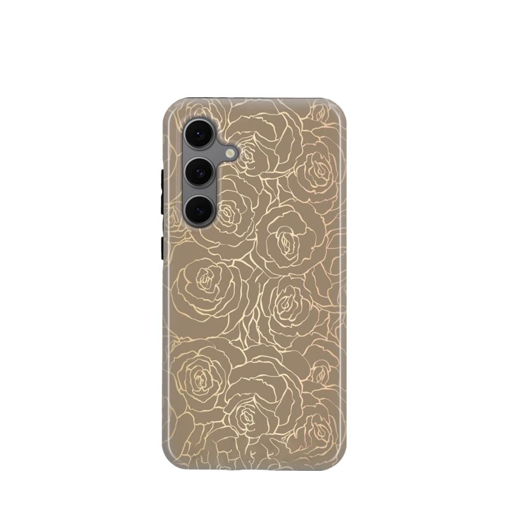 Samsung Galaxy S24 FE Hybrid (Kunststoff / Gummi) Hülle Rosenzauber 2 - Gold