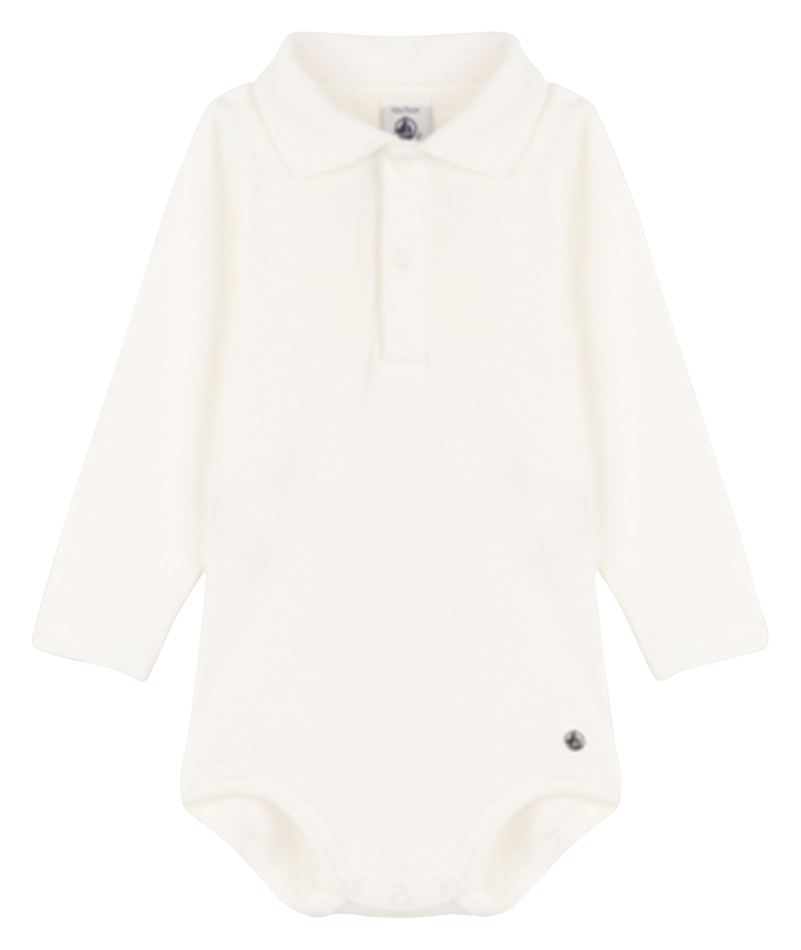 Body col polo en coton bio | Blanc