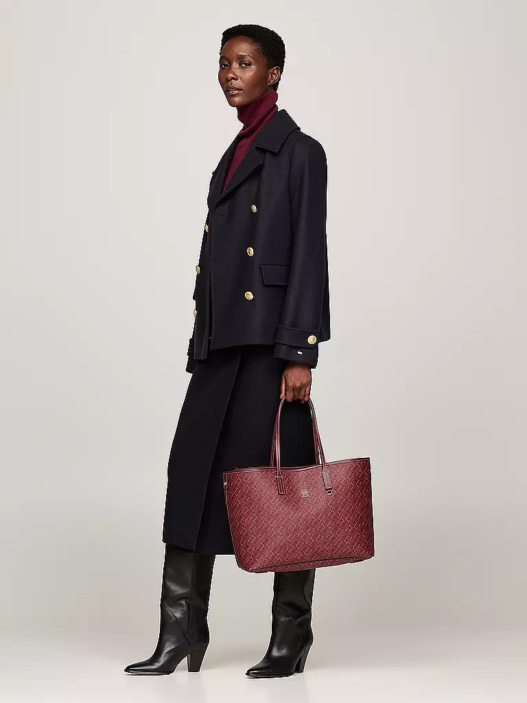 TOMMY HILFIGER Ledertasche - Shopper TH MONOPLAY LEATHER TOTE rot