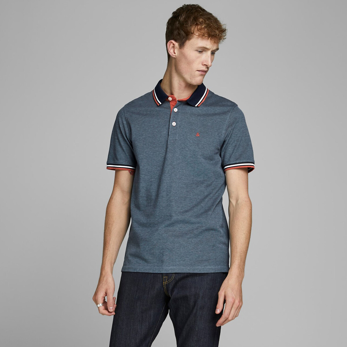 JACK & JONES<br>Camisa polo de manga curta em malha piqué