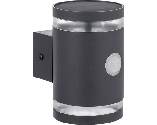 LED Solar Wandlamp RVS/Kunststof Rond Metaal met Sensor 1200mAh 50lm 27-32K IP44