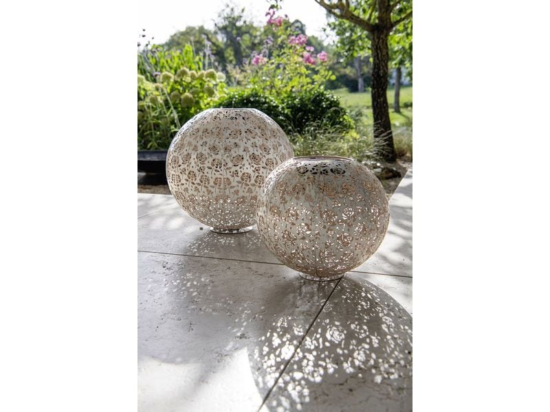 STT Windlicht Solar Antic Ball Baccara Ø 30 cm, White Solarleuchte zum Aufstellen