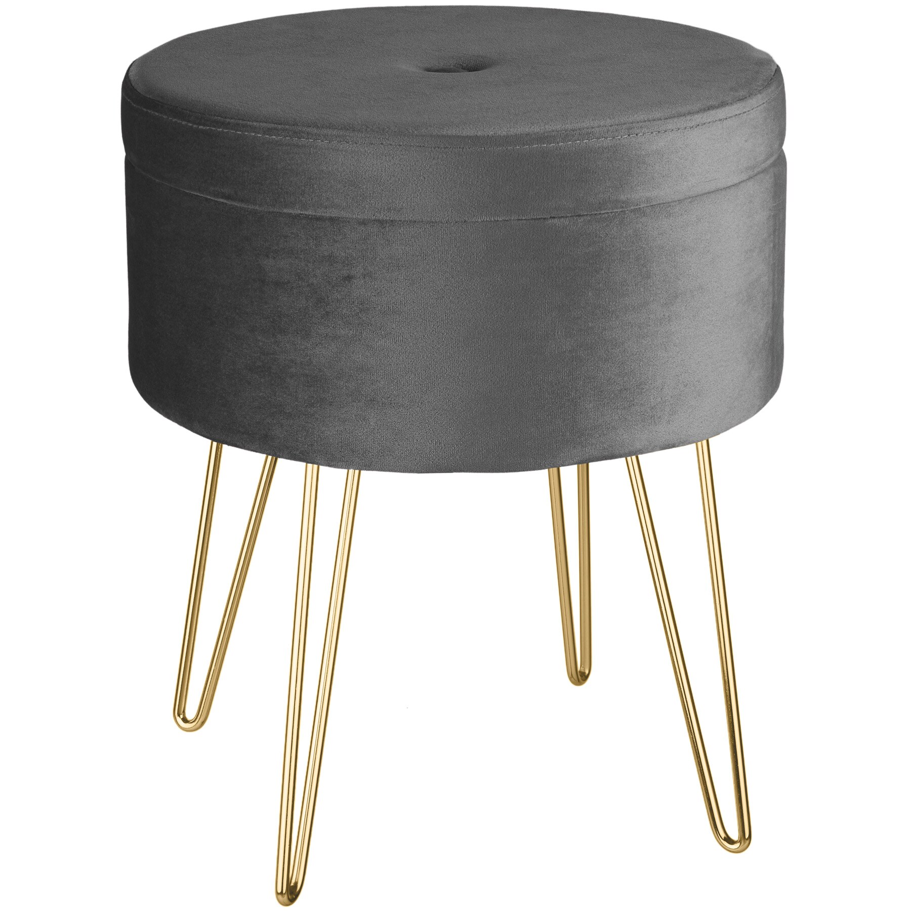 tectake® Sitzhocker, rund, in Samtoptik, 37,5 x 44,5 cm