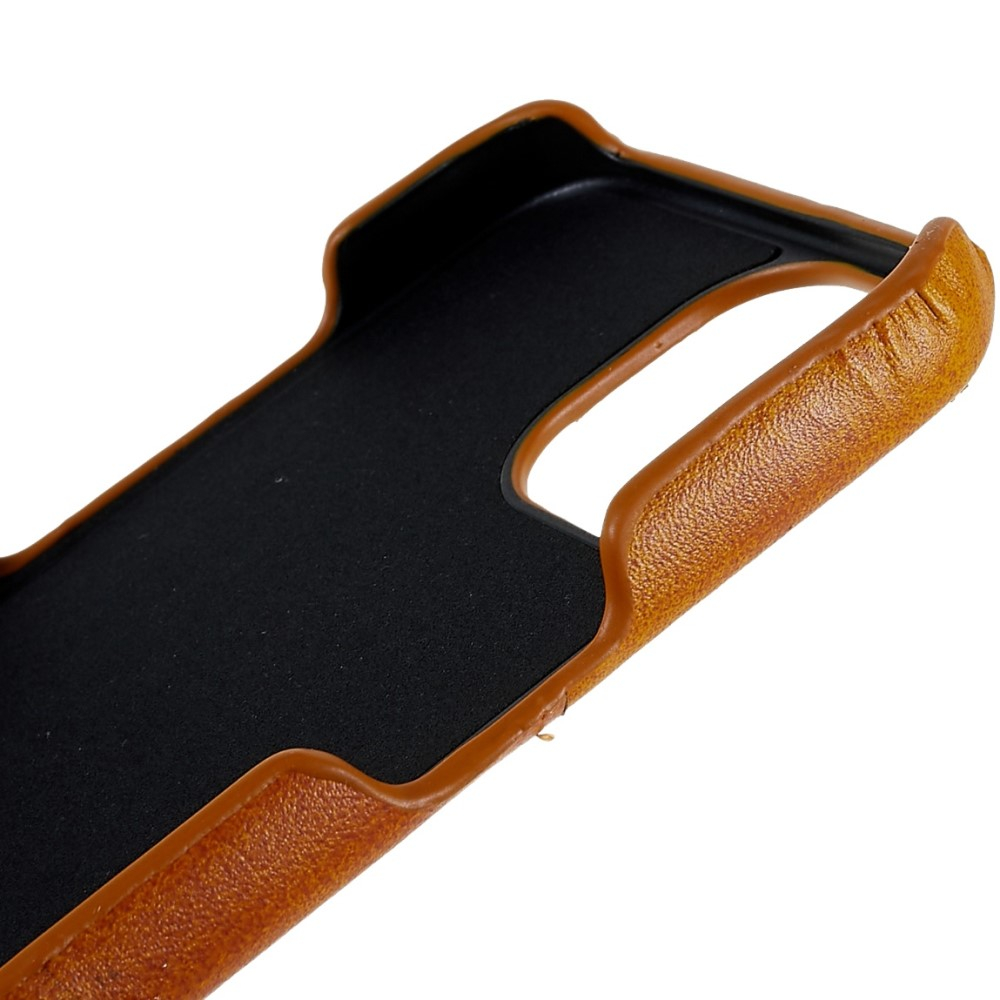 iPhone 14 Leder Hülle Snap Case   Kartenfach - Hellbraun