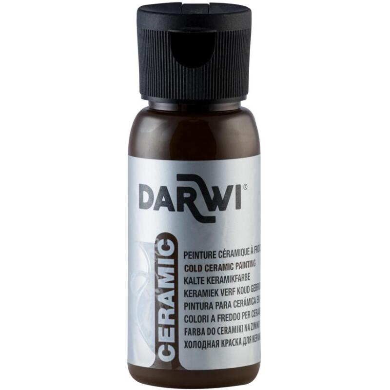 DARWI Flacon de 50 ml de Peinture sur Céramique à Froid - Marron foncé
