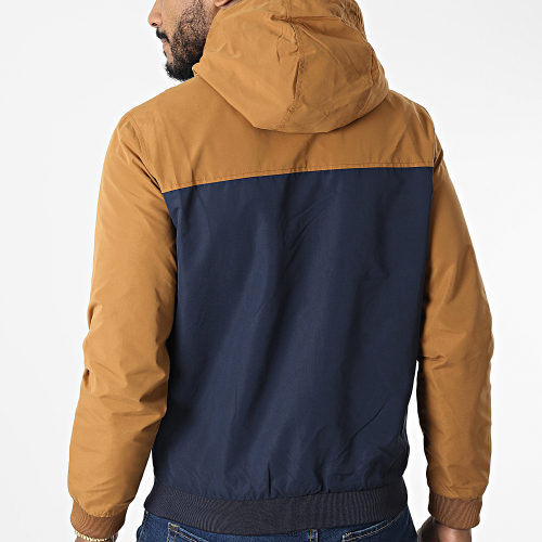 Veste Zippée Capuche Tricolore Rush Blocking Bleu Marine Camel