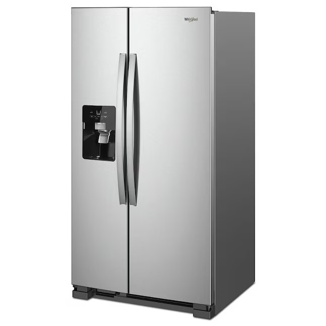 Refrigerador Whirlpool Side-by-Side de 21,4 pés cúbicos com máquina de gelo (aço inoxidável resistente a impressões digitais)