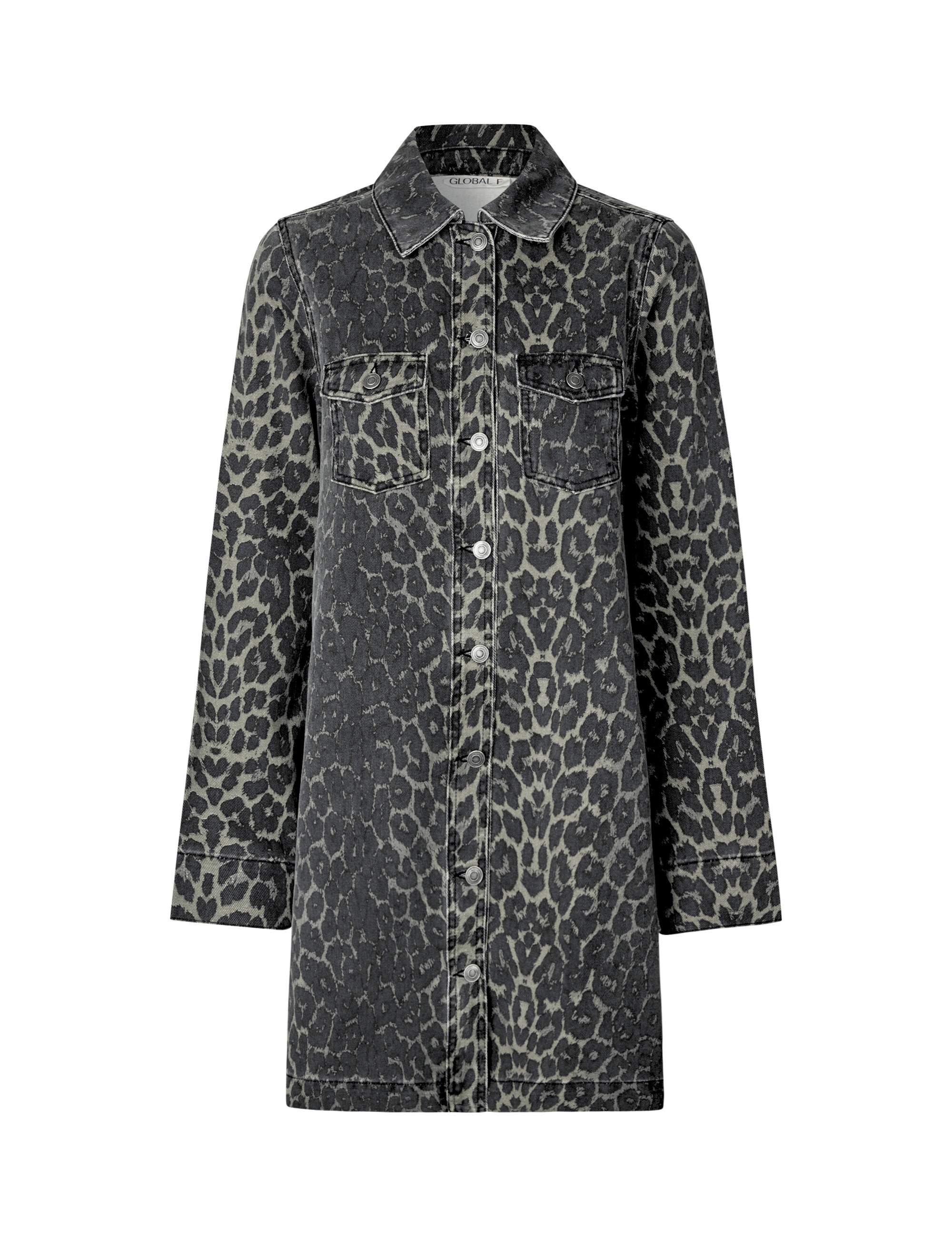 Global Funk  Mira LS-G denimkjole - Dark leopard mist