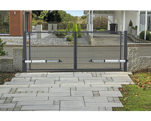 ALBERTS dubbele poort, dubbel draadpaneel met elektrische aandrijving, 400 x 100 cm, antraciet