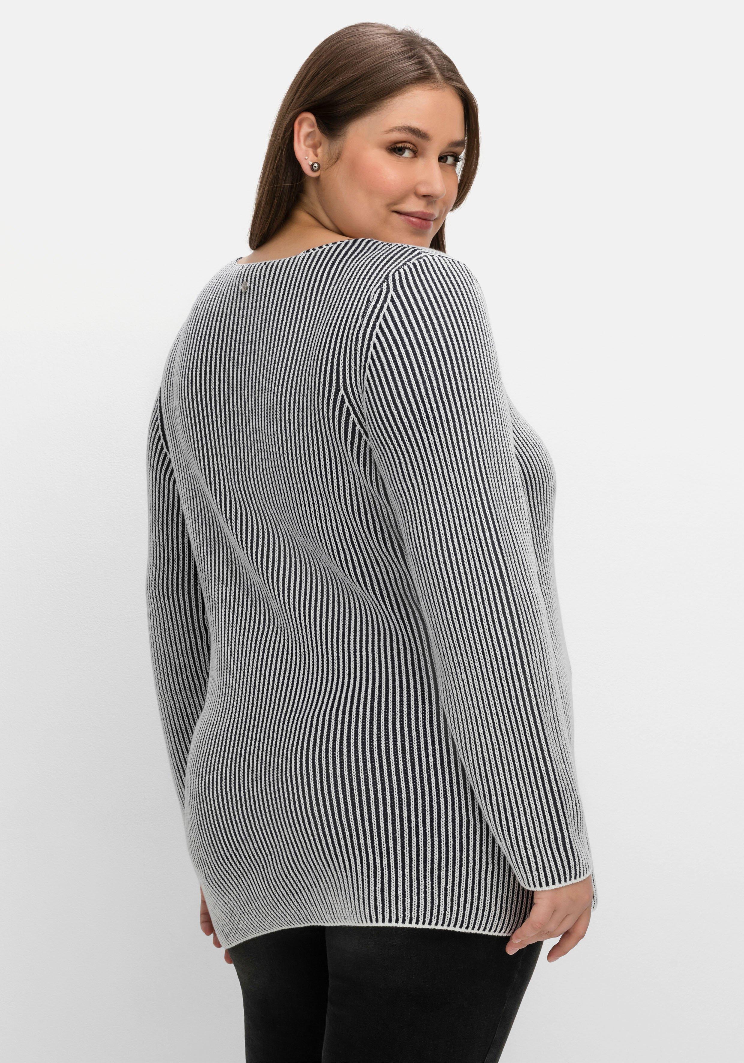 Strickpullover in zweifarbiger Rippoptik