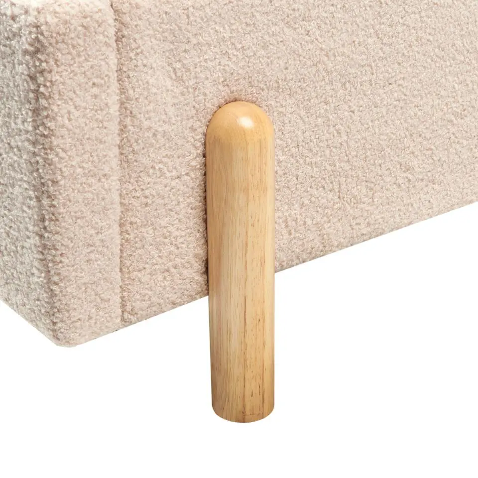 ANET - Bed - Beige - 90 x 200 cm - Bouclé
