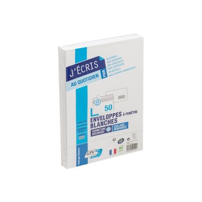 GPV - 50 Enveloppes C5 162 x 229 mm - 80 gr - fenêtre 45x100 mm - blanc - bande adhésive