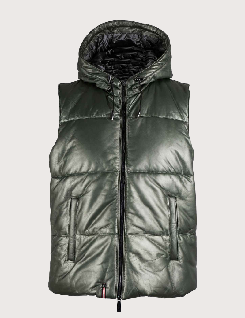 OAKWOOD GILET FEMME CUIR LAUREN METAL VERT FONCÉ