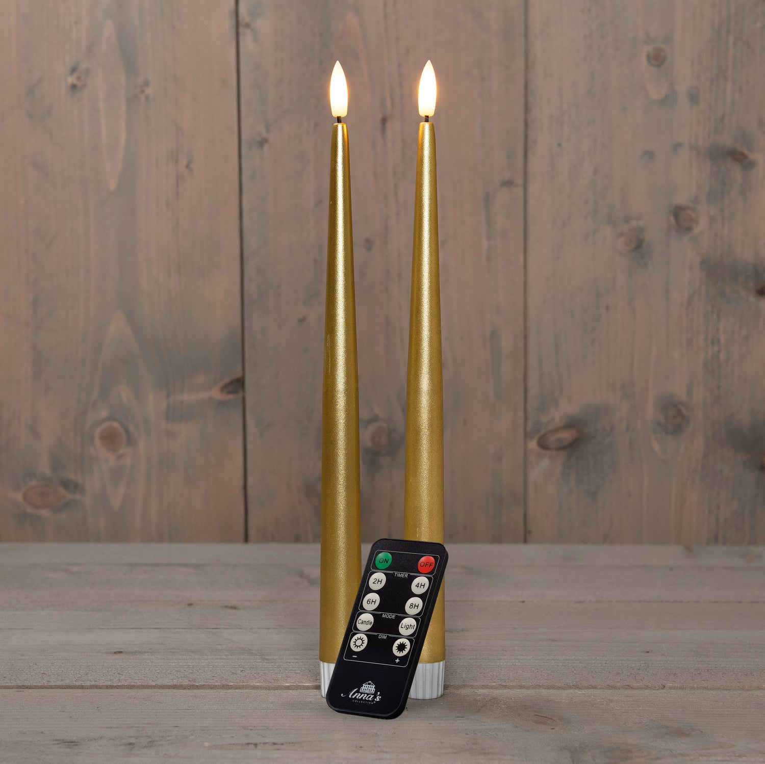 Anna's Collection LED dinerkaars met timer goud D 2,2 H 30 cm 2 stuks