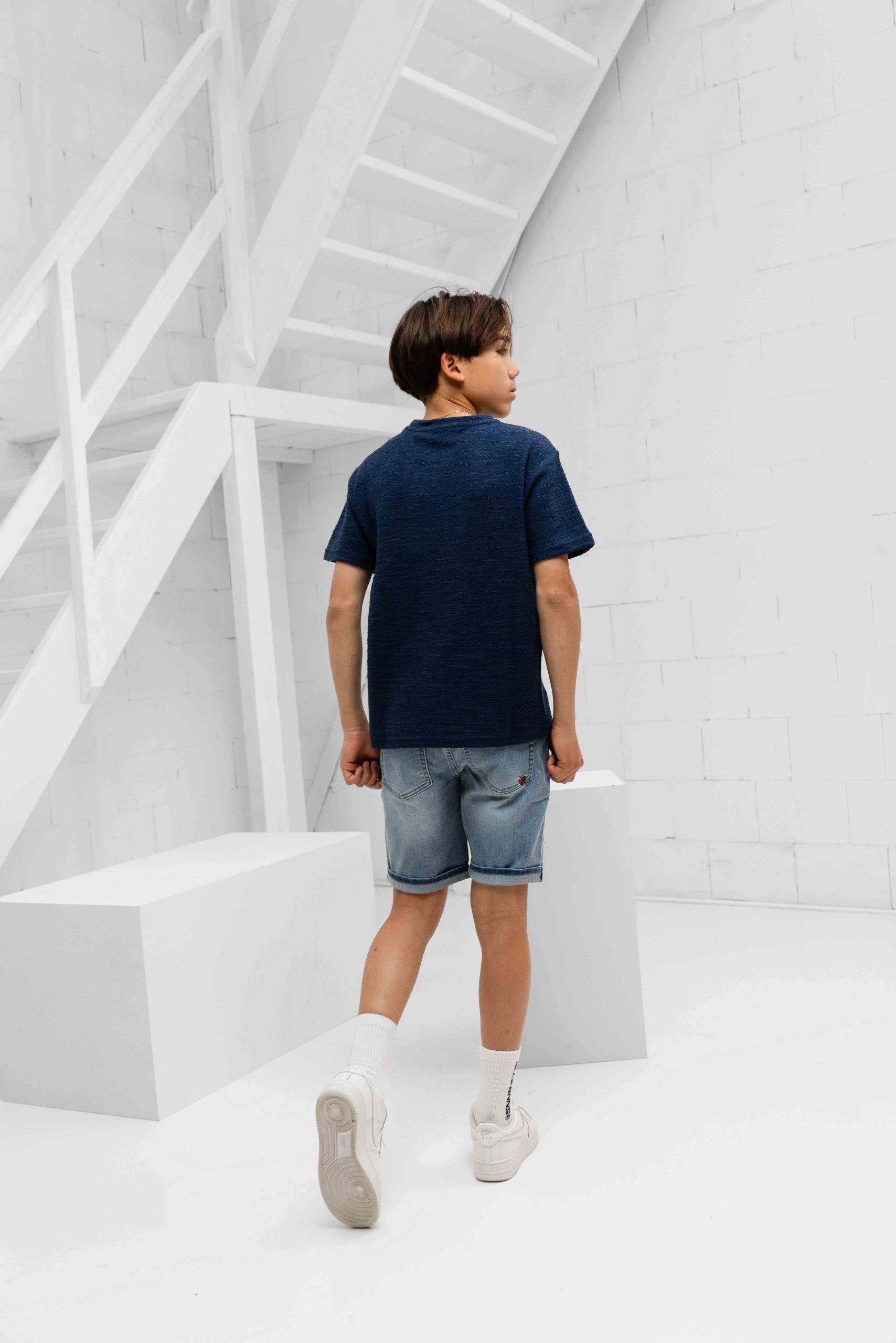Ballin Amsterdam Boucle T-Shirt Kids Donkerblauw