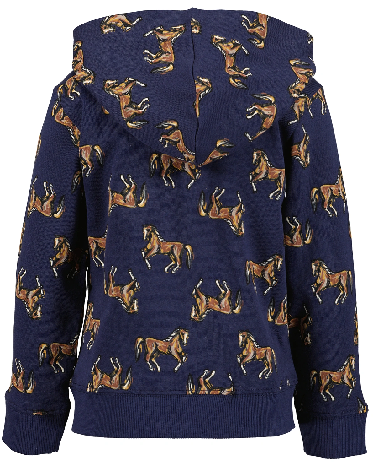 Kapuzen-Sweatjacke HORSES AOP in blau