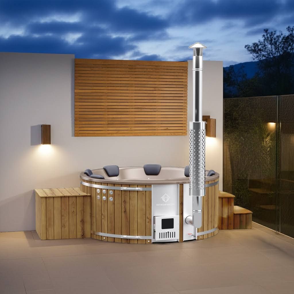 Acryl Hot Tub mit Filtersystem | Badefass mit Holzofen (integriert)