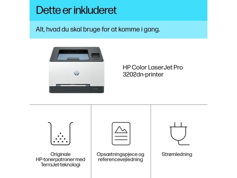 HP Color LaserJet Pro 3202dn - Printer - farve - Duplex - laser - A4/Legal - 600 x 600 dpi - op til 25 spm (mono) / op til 25 spm (farve) - kapacitet: 251 ark - Gigabit LAN, USB 2.0