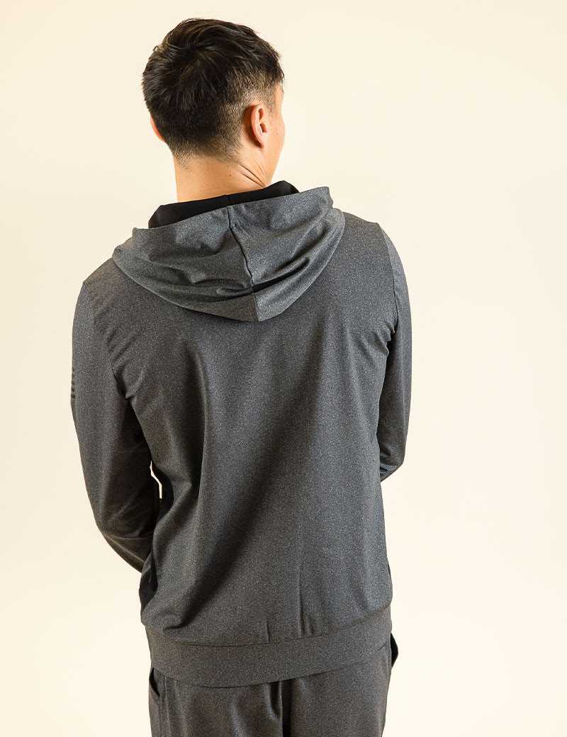 HBT URBAN | KEATON-HOOD BLOUSON HOMME GRIS CHINÉ/NOIR