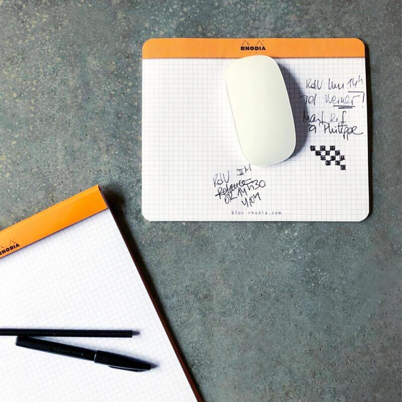 Tapis de souris Rhodia 19 x 23 cm 30 feuilles petits carreaux 5/5 en présentoir de 30 pièces - Orange