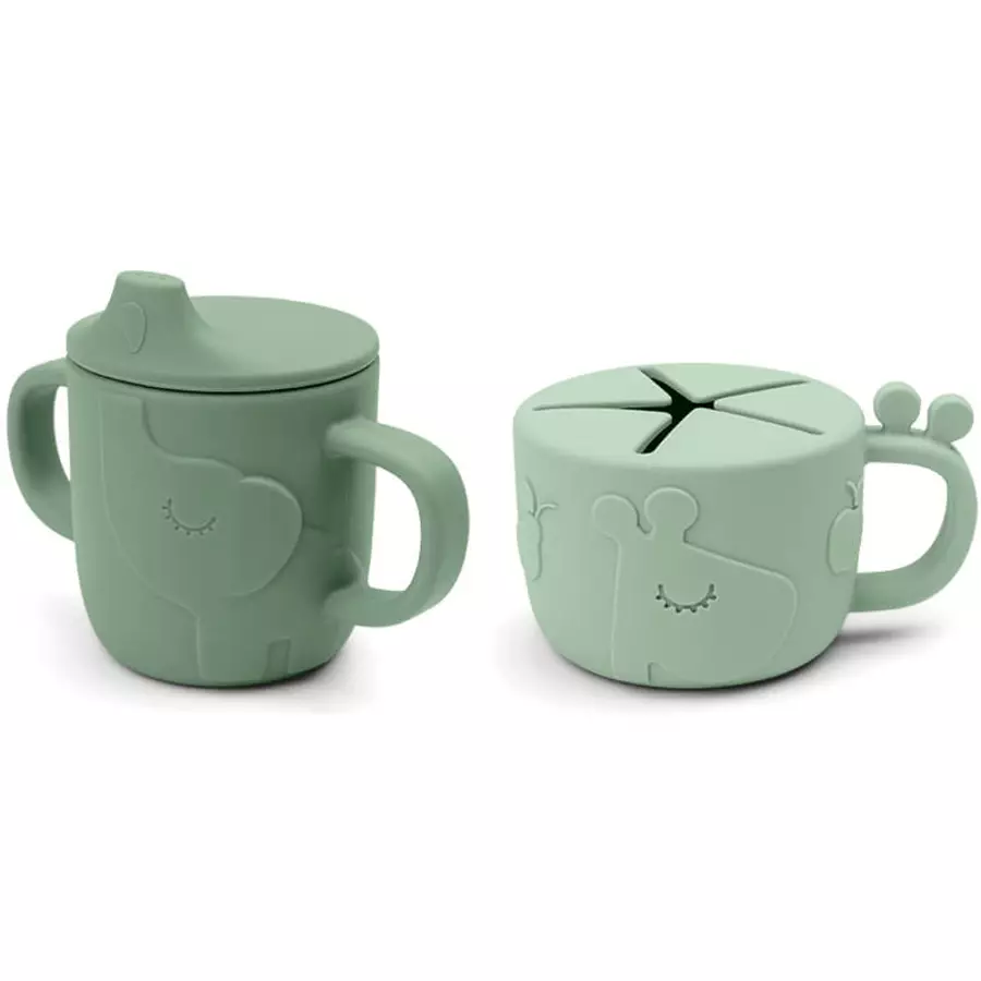 Done by Deer™ Snack & Trinkbecher Peekaboo Set Deer friends Grün