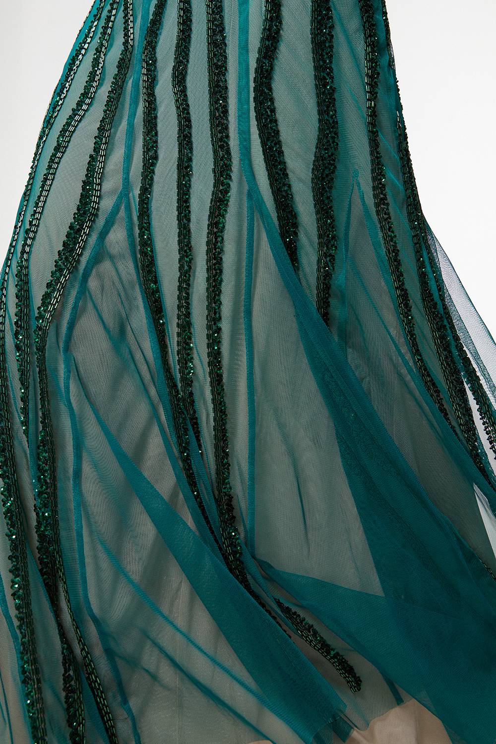 KarenMillen Robe Maxi Tissée Sans Bretelles à Perles Ombrées Digital Ophelia