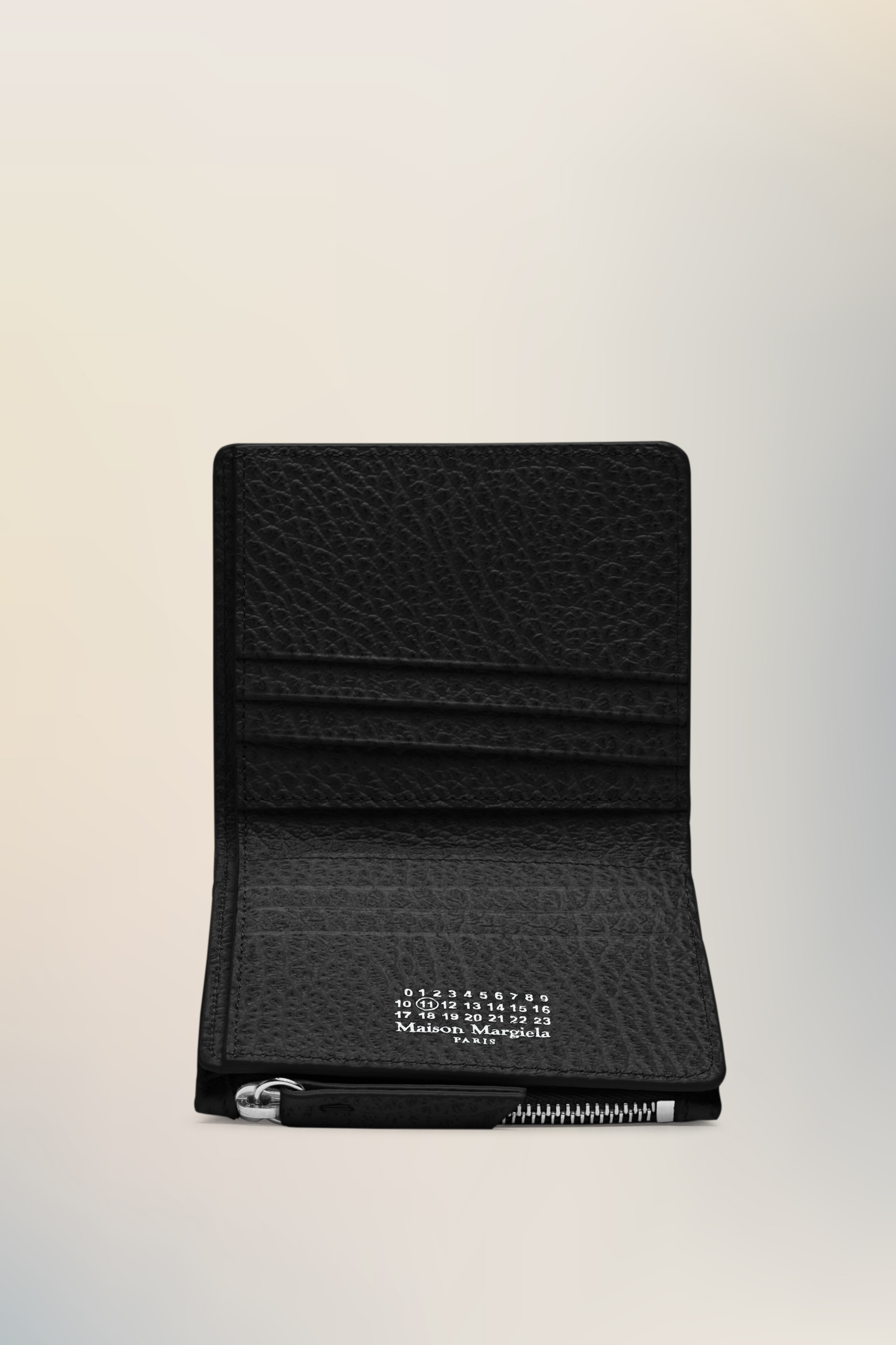 Portefeuille à rabat cuir grainé | Femme Noir