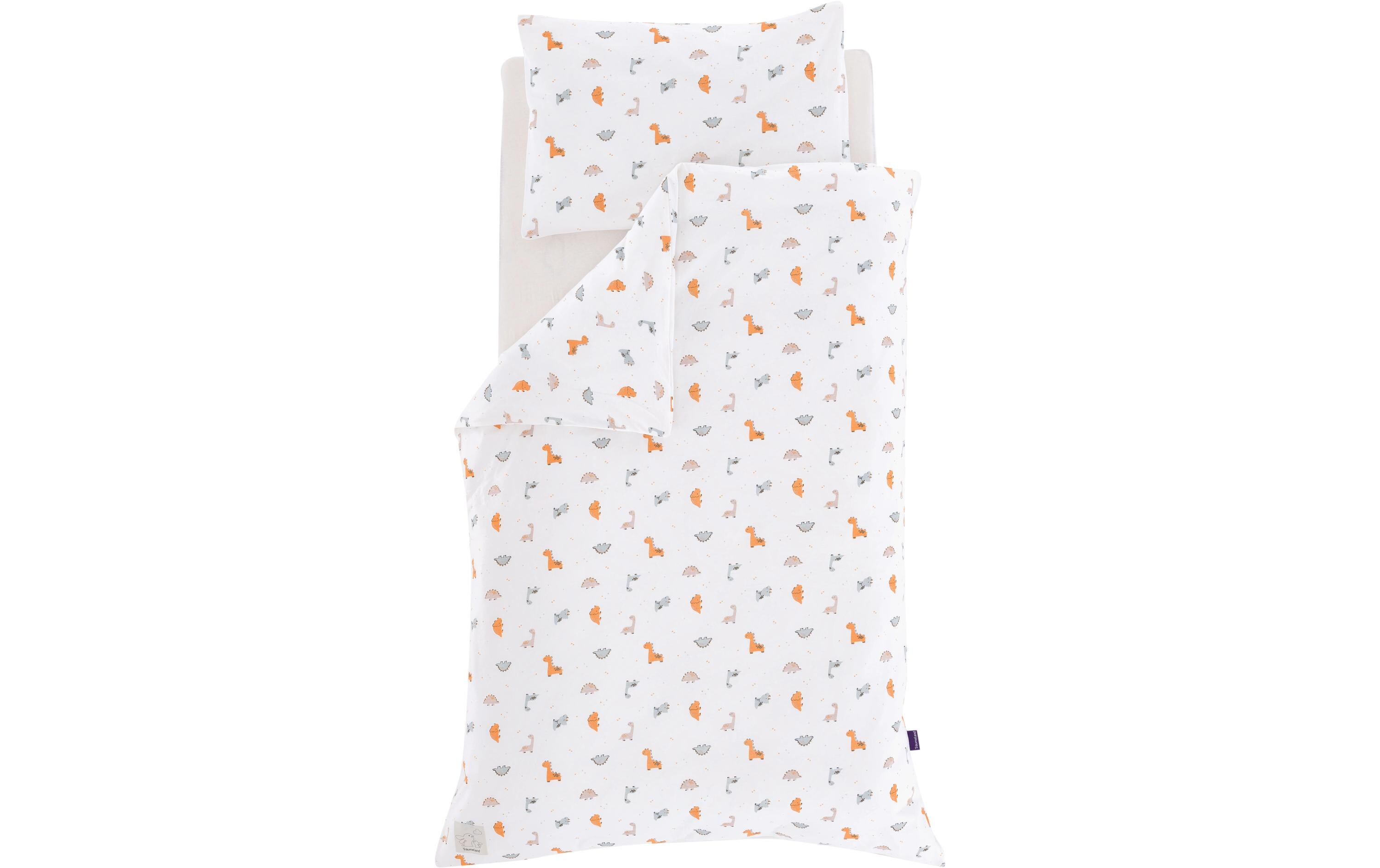 Kinderbettwäsche Dinolino 100/135 + 40/60 cmKuschelweiche Bettwäsche aus Baumwoll-Jersey mit süssen Dinos