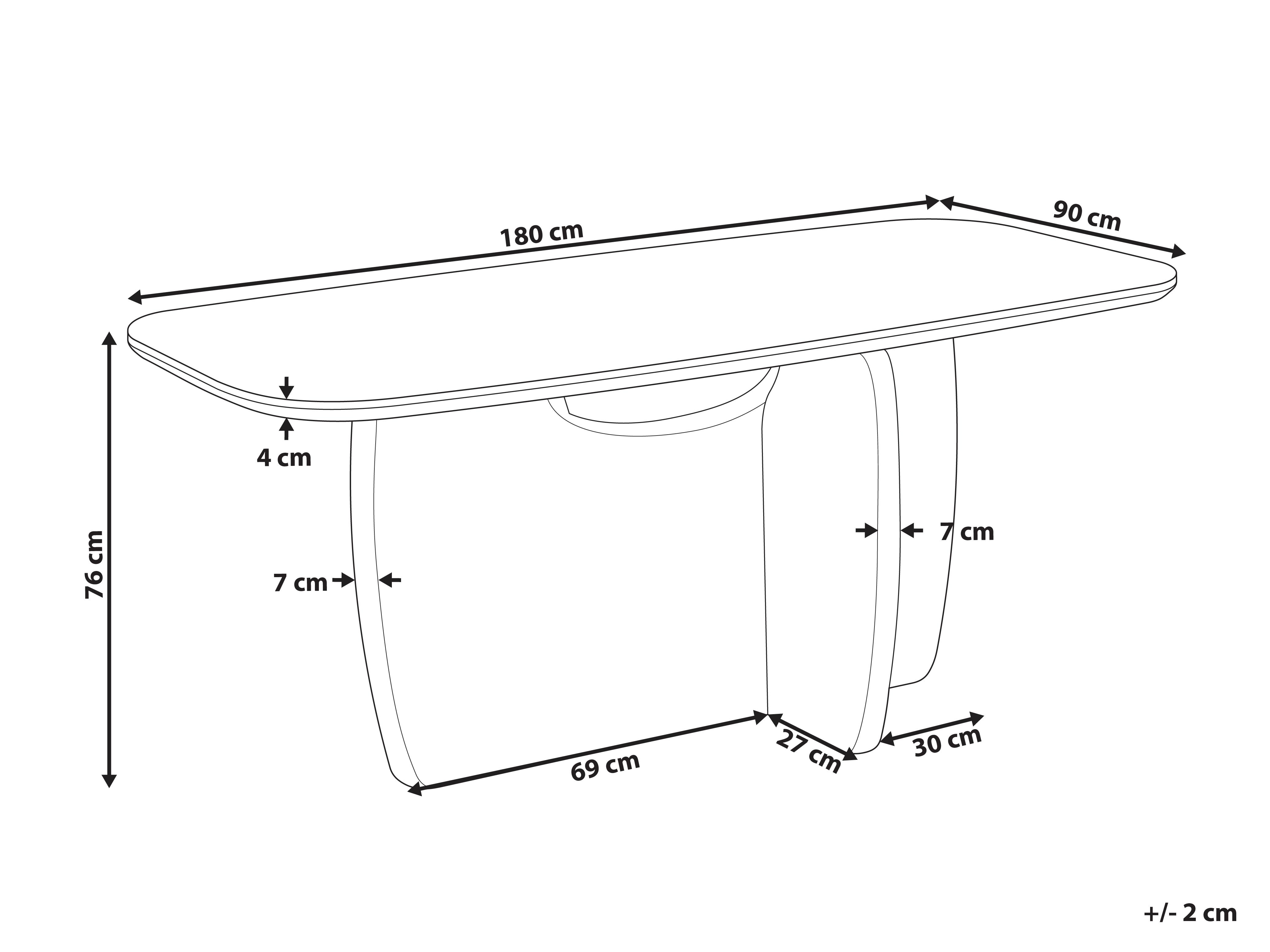 Eettafel TRAVERS Travertijn-effect 90 cm 180 cm