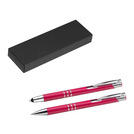 Livepac Office Metall Schreibset / Touchpen Kugelschreiber + Kugelschreiber / fuchsienrot
