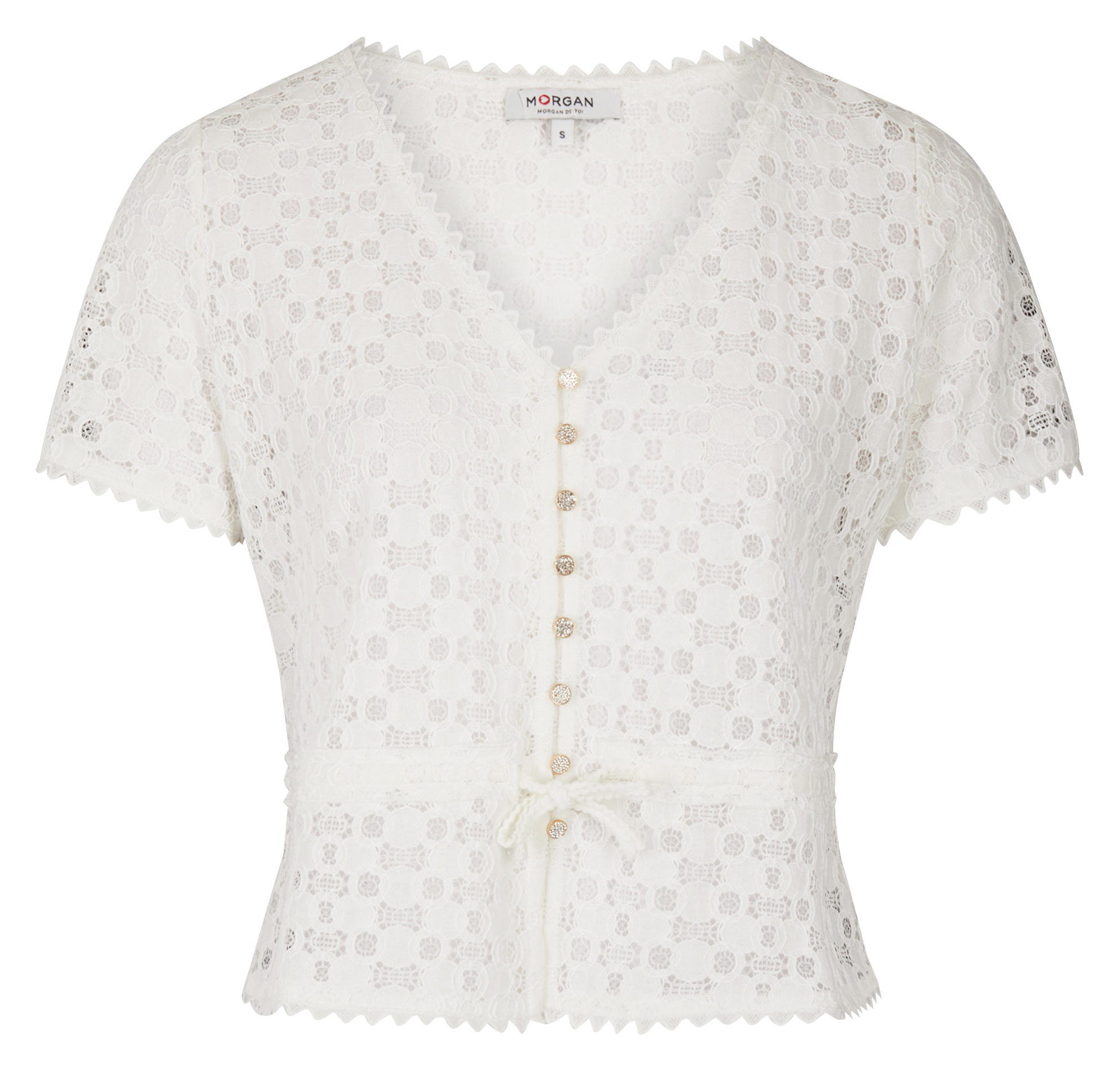DATE - Top col V en dentelle| Blanc