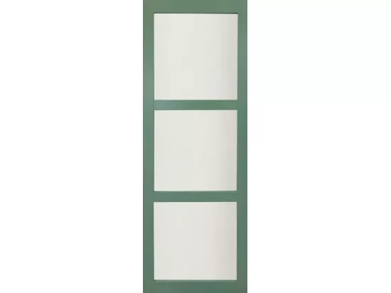 Porte Coulissante Vert Vitrée H204 X L83 + Rail Bandeau Blanc Gd Menuiseries